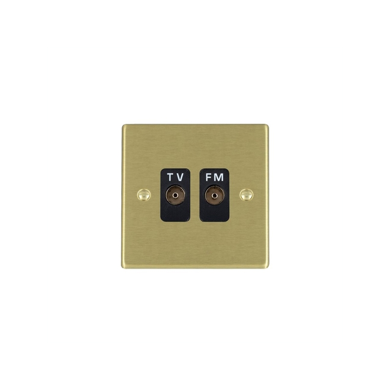 Hamilton Hartland 2 Gang Isolated TV/FM Outlets Satin Brass/Black Insert