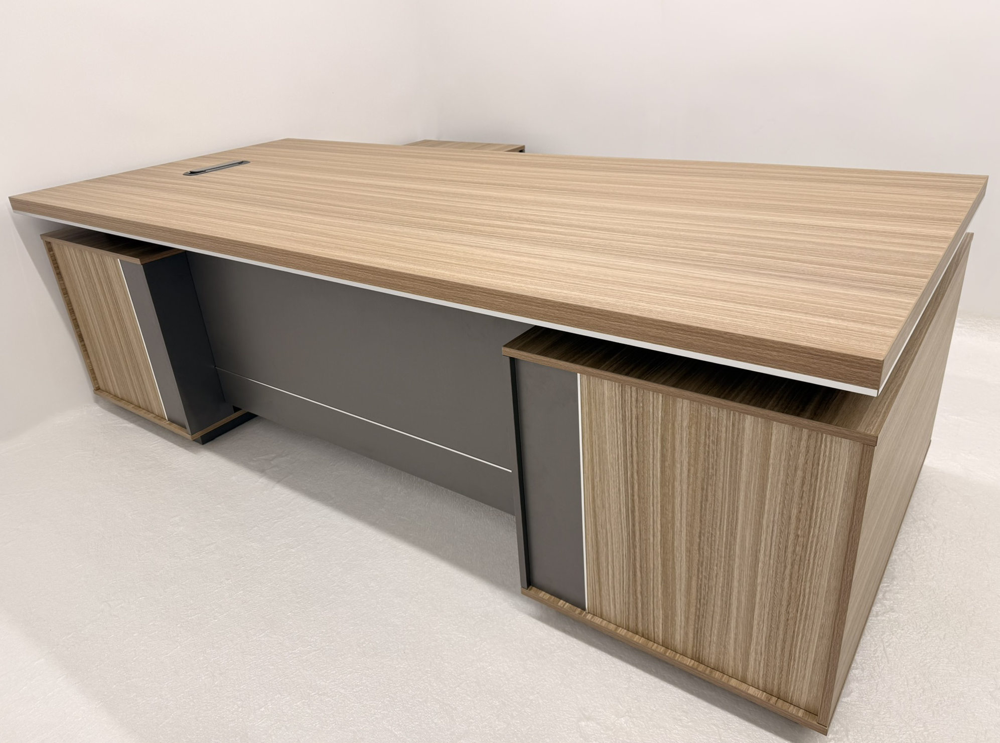 Specialising In Modern Large Golden Oak Corner Executive Office Desk with Integrated Storage - 2400mm - PM02-D05 UK