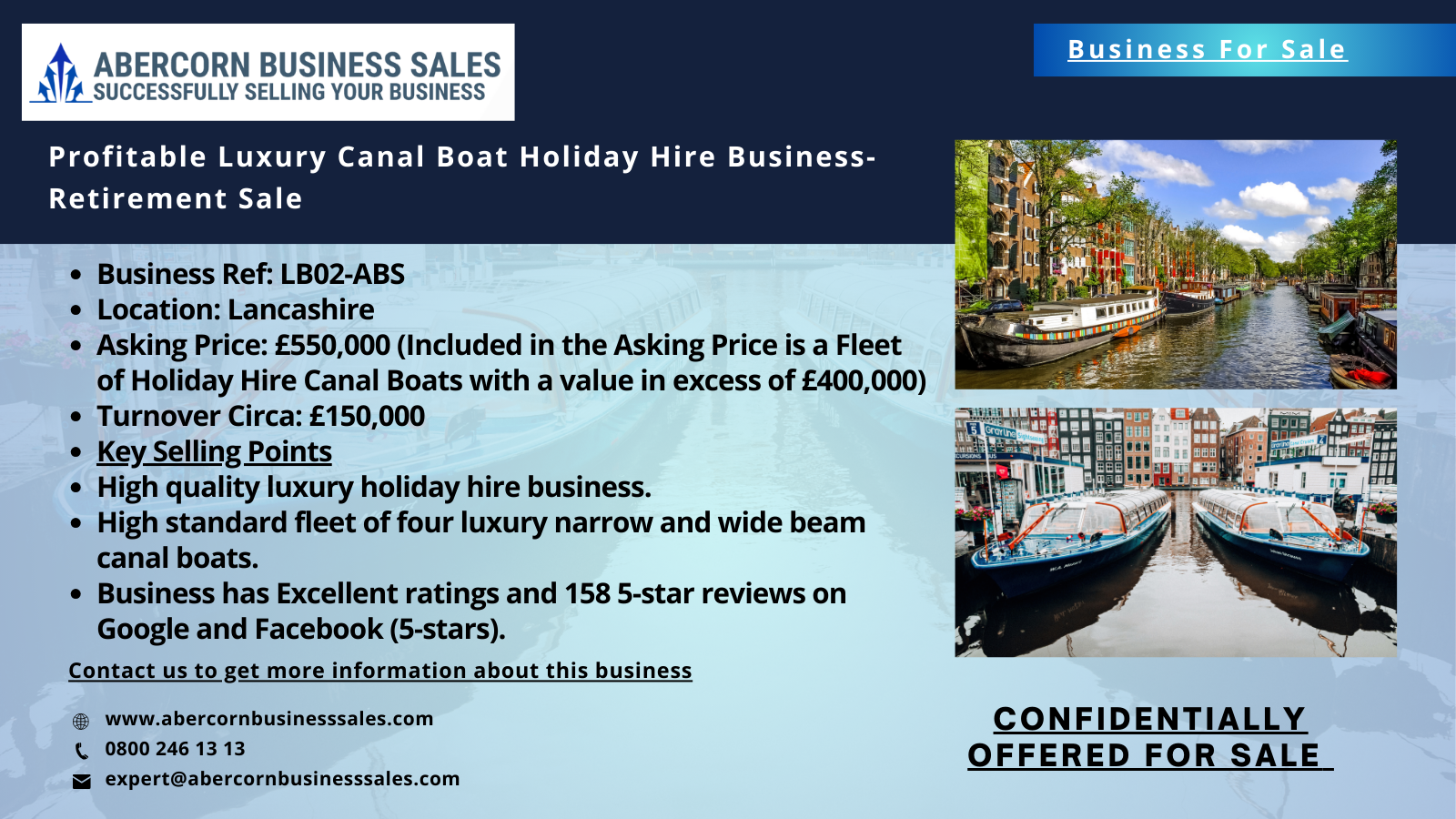 LB02-ABS - Profitable Luxury Canal Boat Holiday Hire Business- Retirement Sale