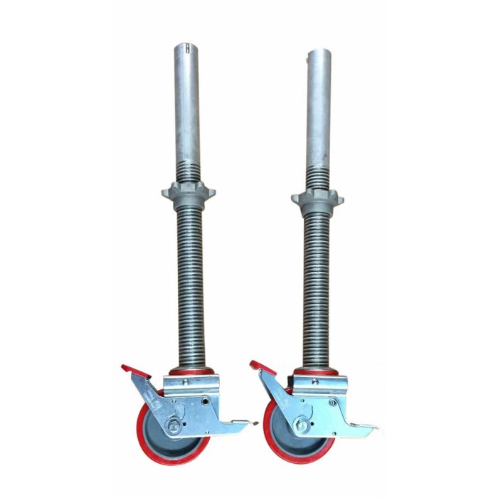 Pair Alloy Tower Adjustable Legs & Castors (Industrial)