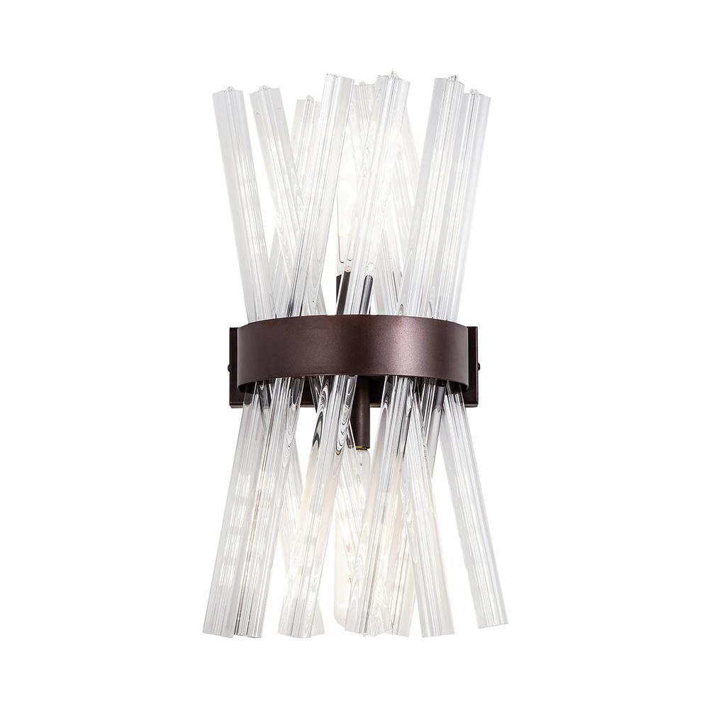 Luxuria Seneca 2 Light E14 Wall Light E14 Brown Oxide / Clear Glass