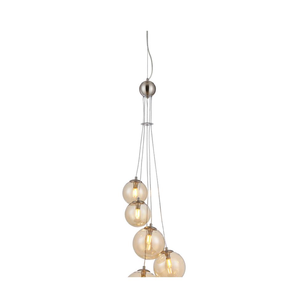 Luxuria Thorne 27cm Pendant 5xG9 Satin Nickel Amber Plated Glass