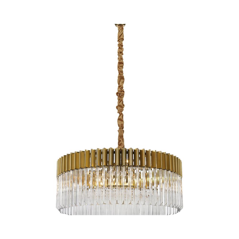 Luxuria Osiris 80cm Pendant Round 12 Light E14 Brass/Clear Sculpted Glass