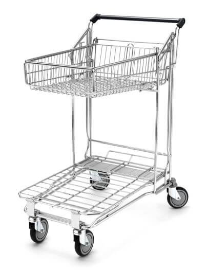 Two Tier Flatbed With Deep Basket for Family Supermarket