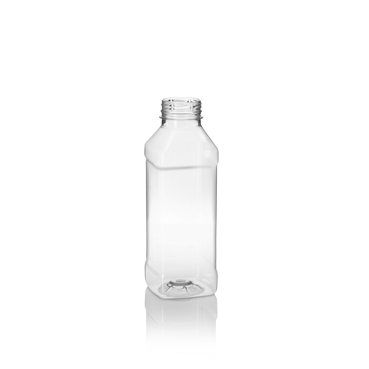 1Ltr Clear PET 30&#37; PCR Square Juice Bottle