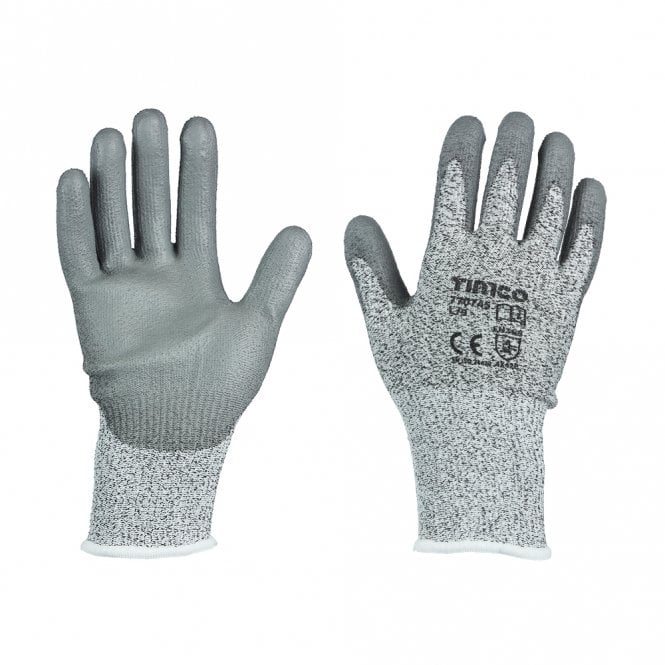 TIMCO High Cut Gloves - PU Coated HPPE Fibre with Glass Fibre