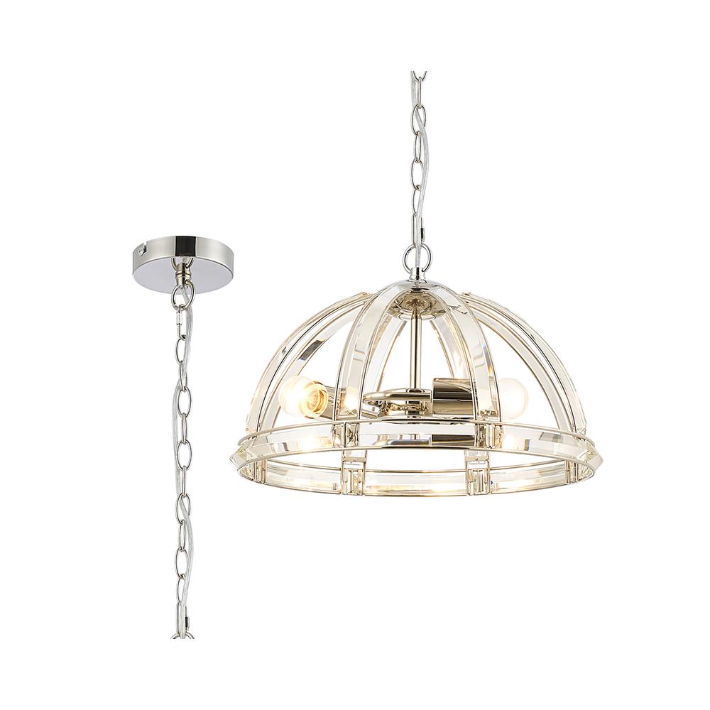 Luxuria Majorelle 40cm Medium Dome Pendant 3 Light E27 Polished Nickel