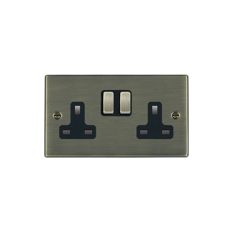 Hamilton Hartland 2 Gang 13A Switched Socket Antique Brass