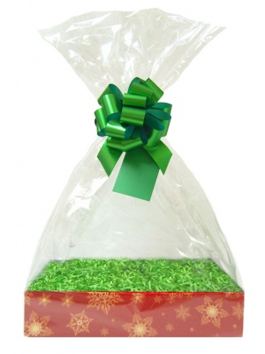 Complete Gift Basket Kit - (Large) SNOWFLAKE EASY FOLD TRAY / GREEN ACCESSORIES