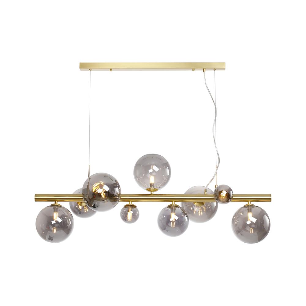 Luxuria Thorne Linear Pendant 9xG9 Satin Gold Smoke Plated Glass