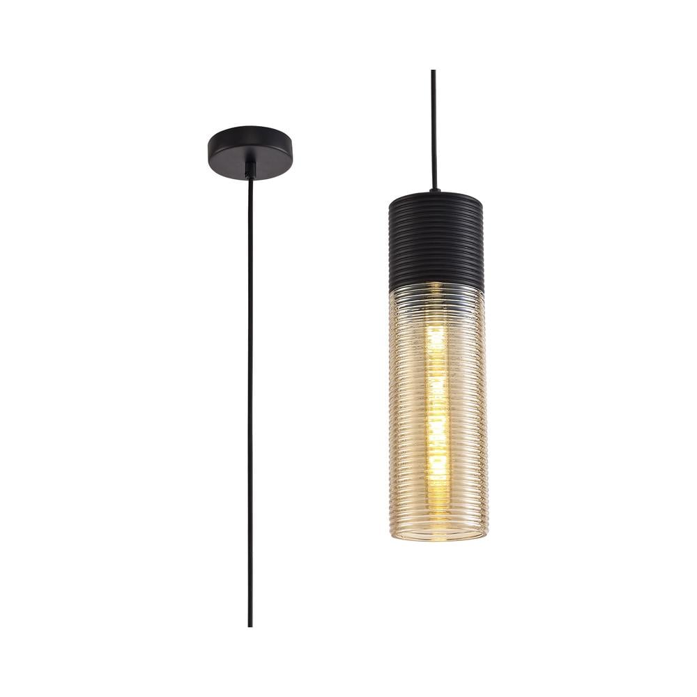 Luxuria Shimmera 10cm Single Tube Pendant Light E27 Black/Amber Glass