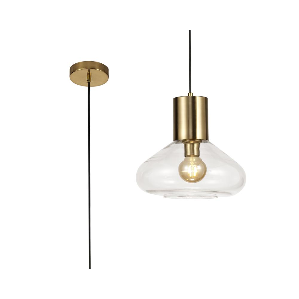 Luxuria Nexus 31cm Wide Pendant Light E27 Aged Brass/Clear Glass