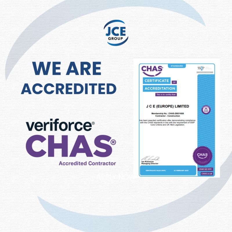 JCE Achieves Veriforce CHAS Accreditation for Health and Safety Excellence 