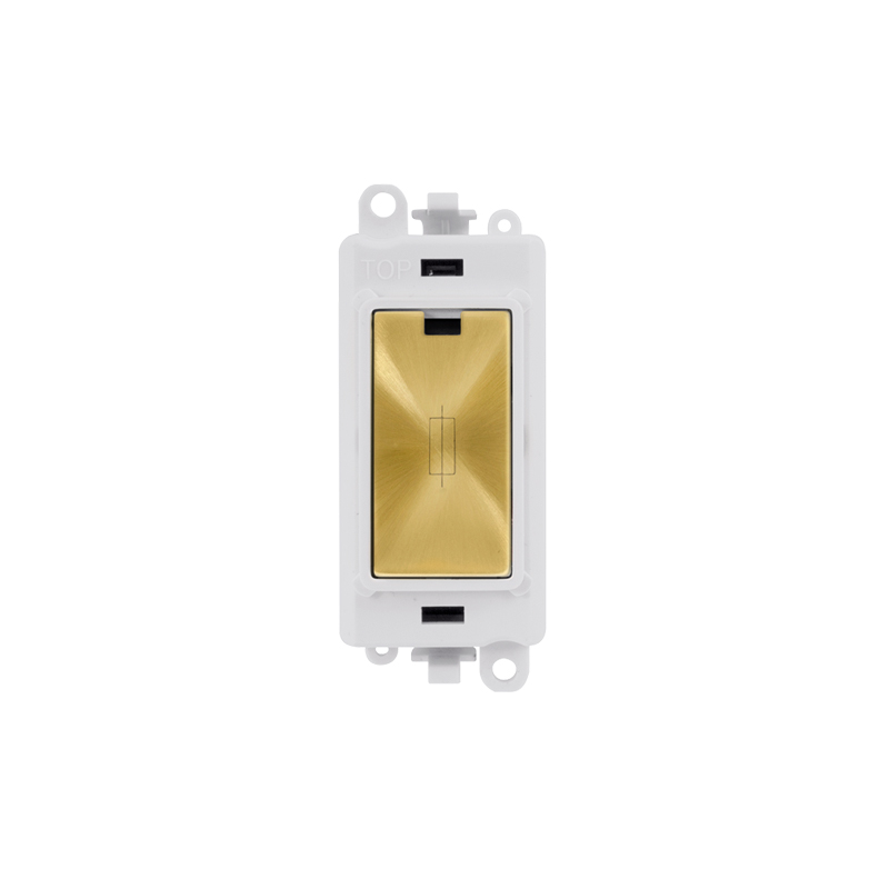 Click 20AX Satin Brass 13A Fused Module Insert Polar White