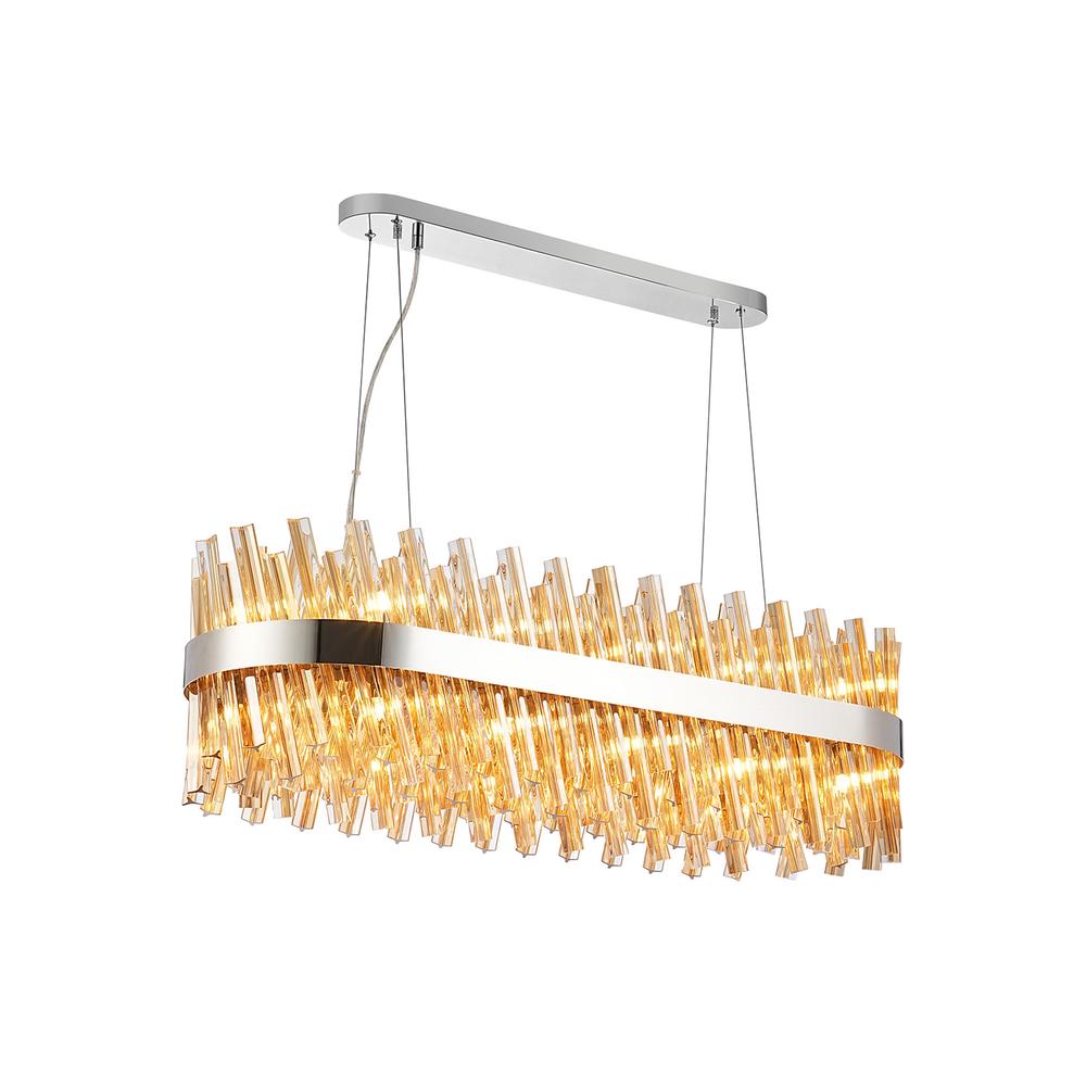 Luxuria Sylph 1m 24 Light G9 Pendant Oblong Polished Nickel / Amber