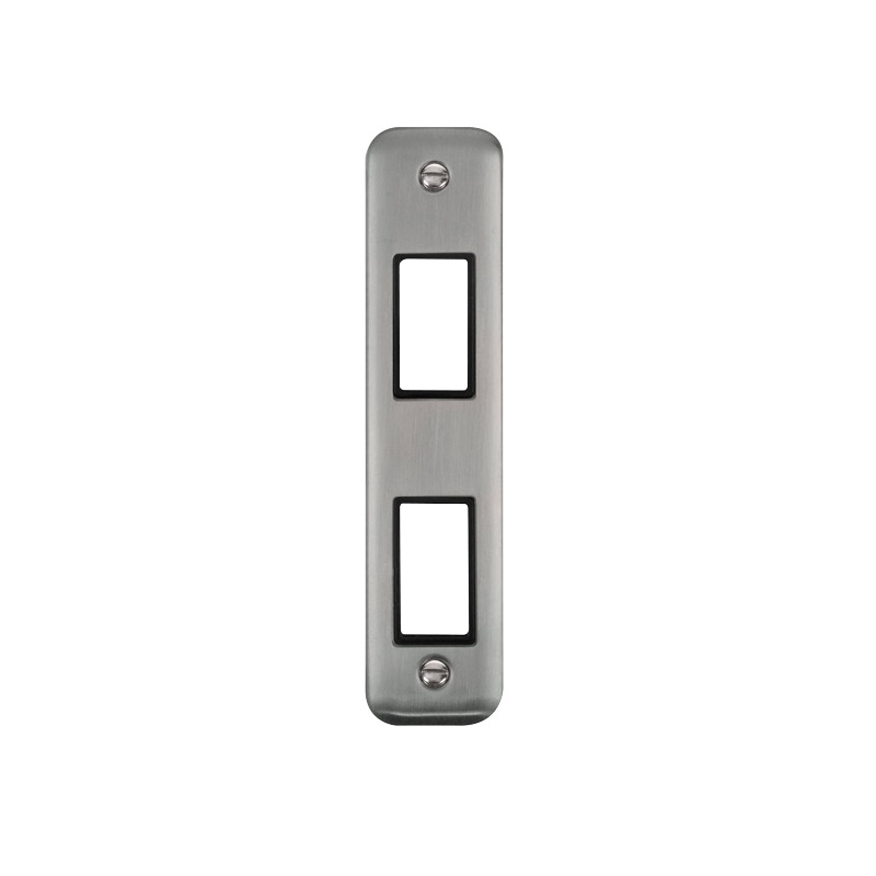 Click Deco Plus MiniGrid 2 Aperture Architrave Face Plate Stainless Steel Black Inserts