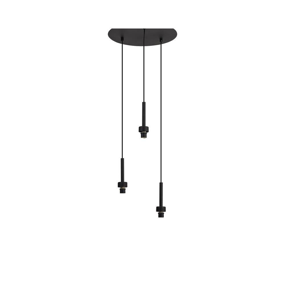 Luxuria Apex 30cm Satin Black 3 Light G9 Universal 2m Drop Round Multiple Pendant