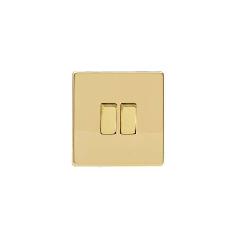 Varilight Screw Less Flat Plate Switch 2G Polished Brass