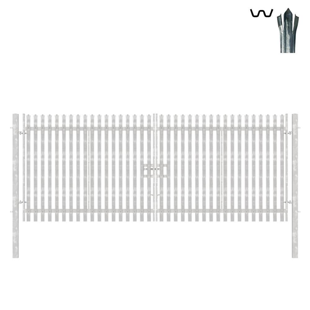 Double Leaf Gate & Posts 2.4m H x 6mTriple Pointed 'W' Section 2.0mm