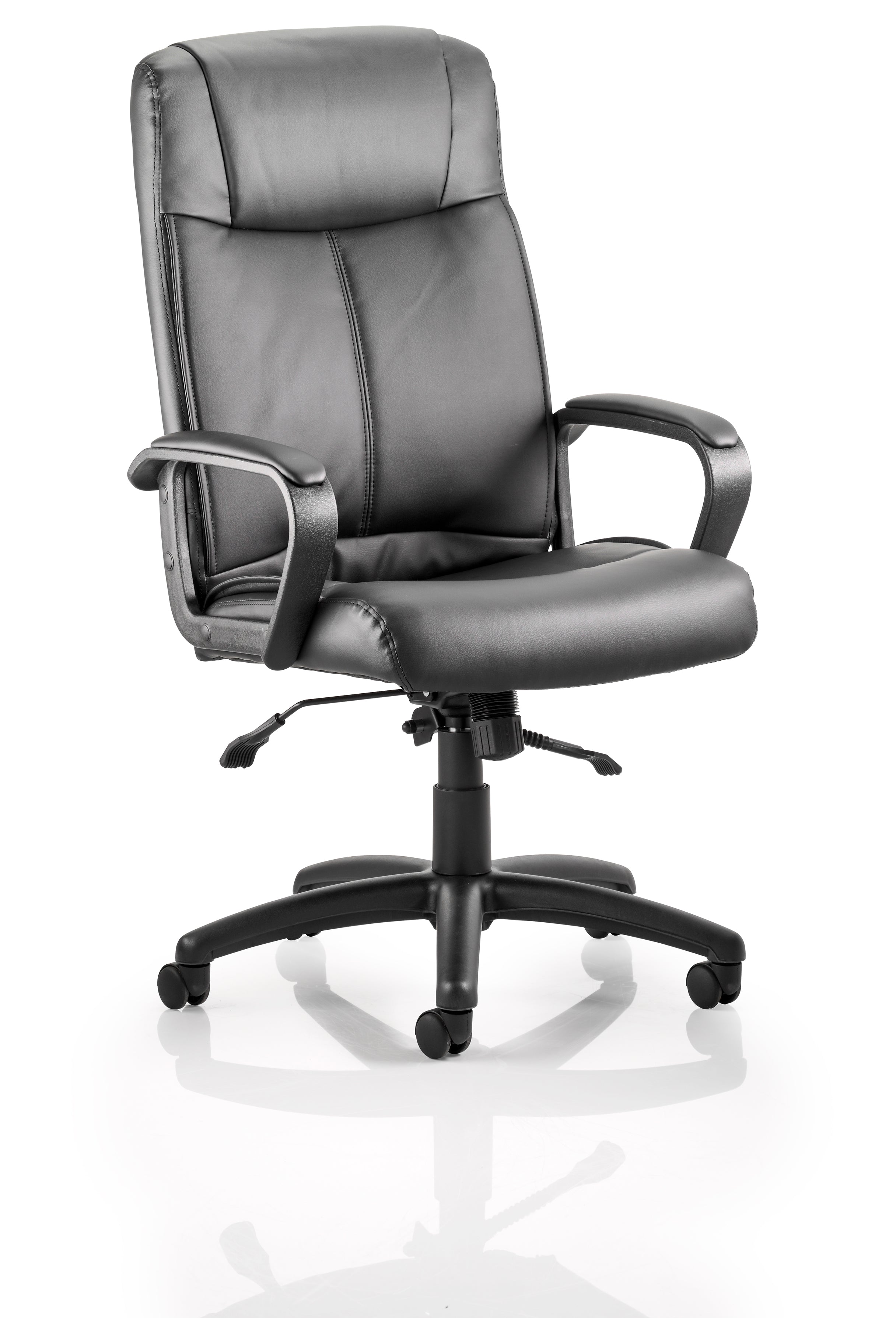 Specialising In Plaza High Back Black Bonded Leather Office Chair with Fixed Arms UK