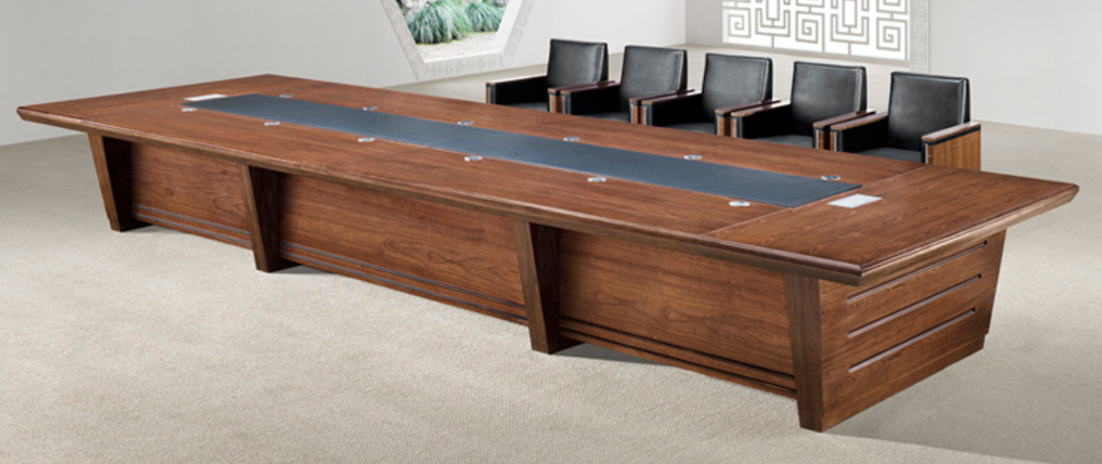 Specialising In Real Wood Veneer Heavy Duty Executive Boardroom Table - 4800mm to 6000mm - KT5C48 UK