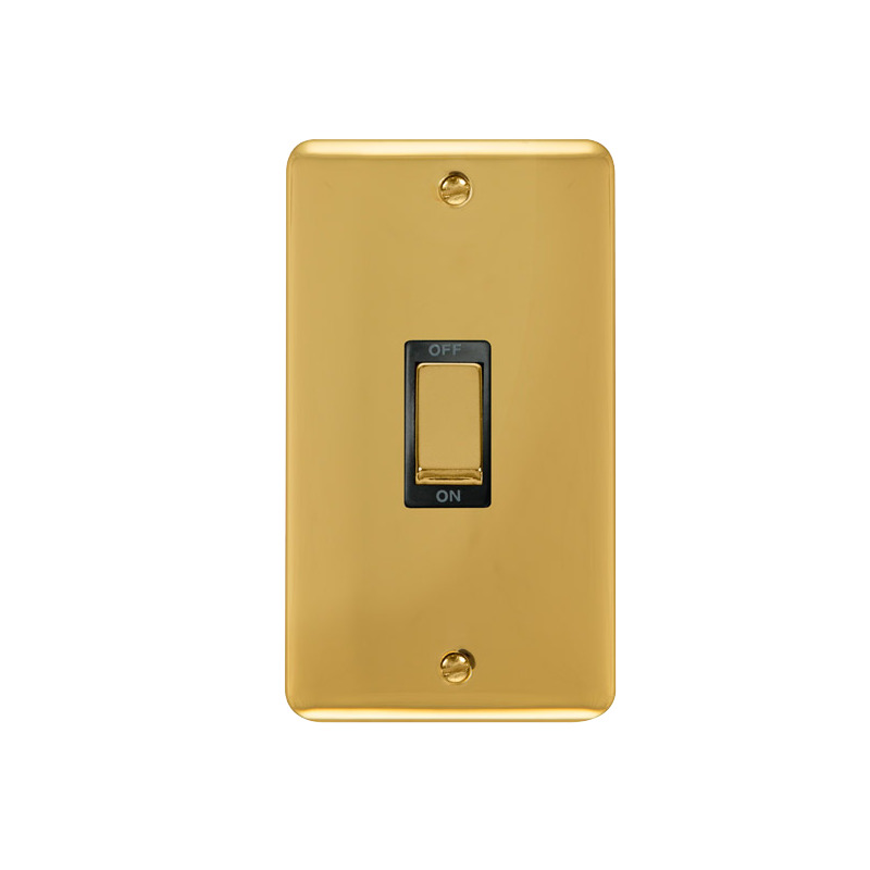 Click Deco Plus Vertical Cooker Switch Polished Brass Black Inserts