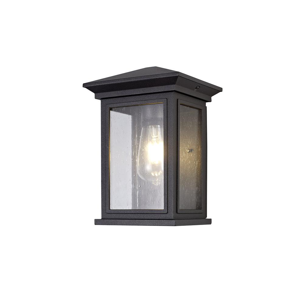 Luxuria Nyx Flush Wall Light E27 IP54 Anthracite/Clear Seeded Glass