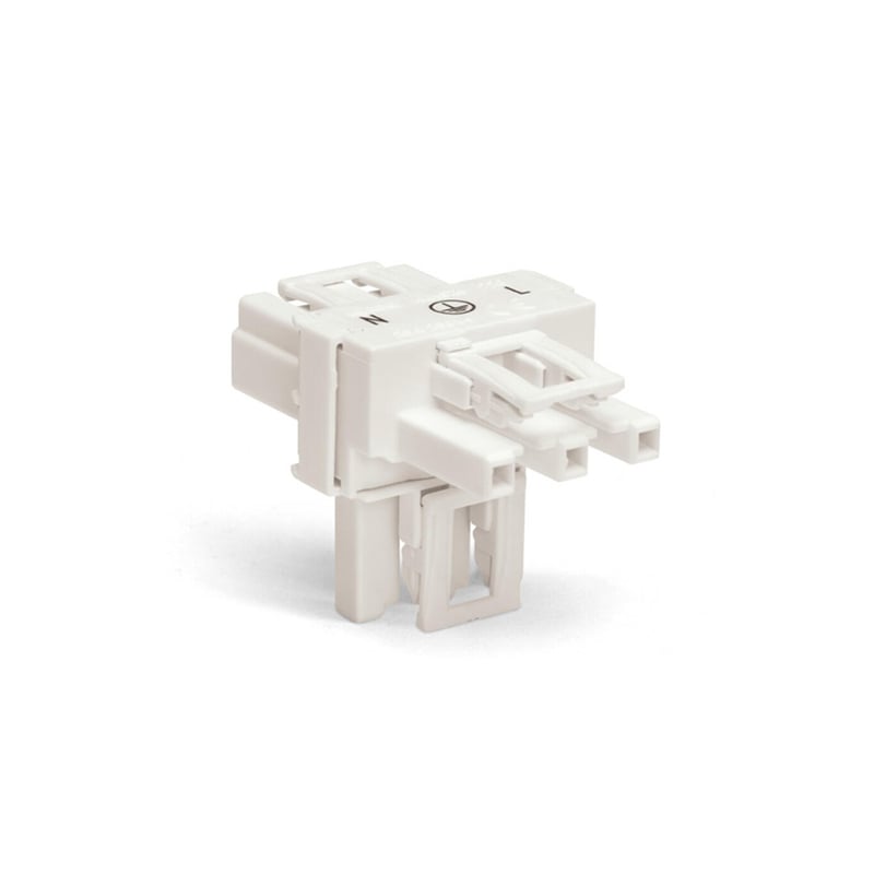 Wago Winsta T-Distribution Connector 1 X Plug / 2 X Socket 3 Pole White (Pack of 50)