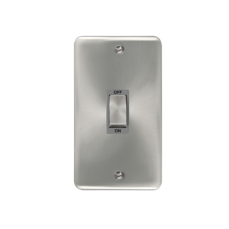 Click Deco Plus Vertical Cooker Switch Satin Chrome Grey Inserts