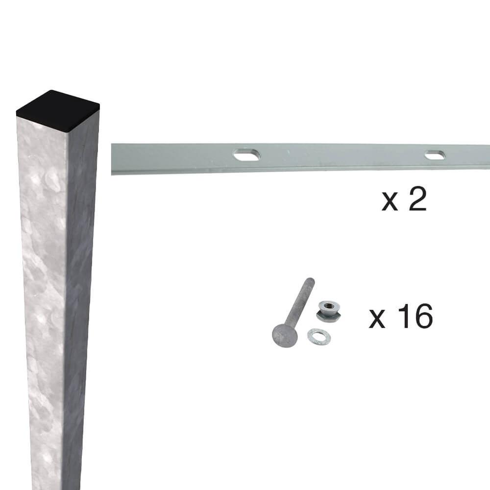 358 Corner Post Clips & Bar For 2.1mGalv. Post 60 x 60 x 3mm - 2.8m Long