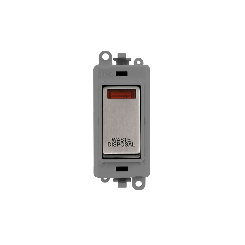 Click GridPro 20AX Stainless Steel DP Switch Module with Neon Waste Disposal Insert Grey