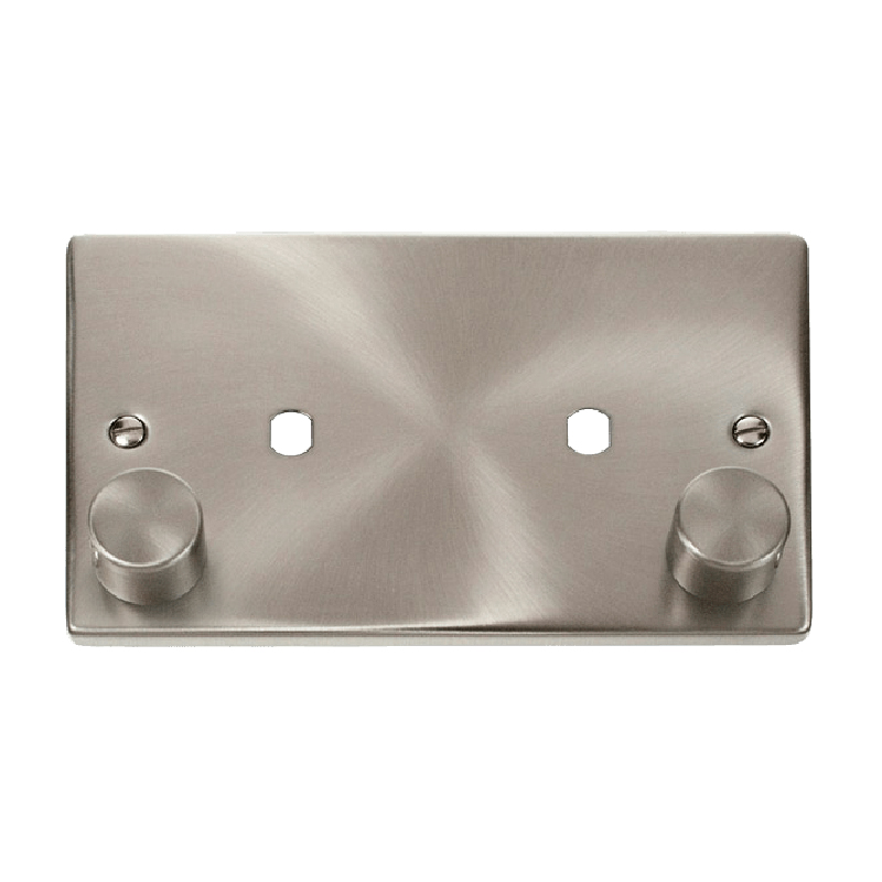 Click Deco 2 Gang Dimmer Mounting Unfurnished Plate and Knob (1630W Max) Satin Chrome