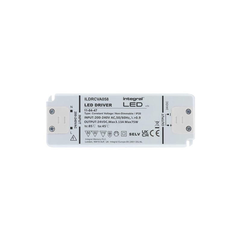 Integral Super-Slim Non Dimmable 24V DC IP20 LED Strip Driver 75W