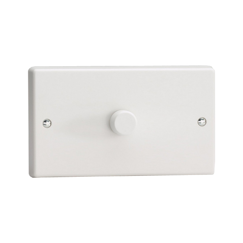 Varilight White 1 x 600W 2-Way Dimmer V-COM Double Plate