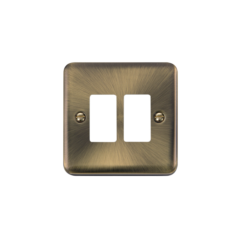 Click GridPro Deco Plus 2 Gang Frontplate Antique Brass