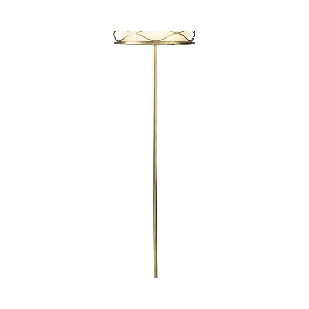 Luxuria Mirador Floor Lamp 3 Light E14 Aged Gold / Cream Fabric Shade