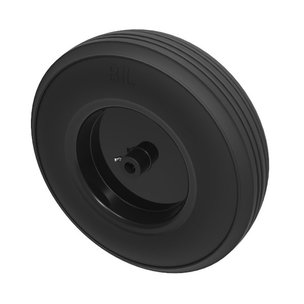 Black Rubber Pressed Steel 355mm Roller Bearing Wheel 400kg Load