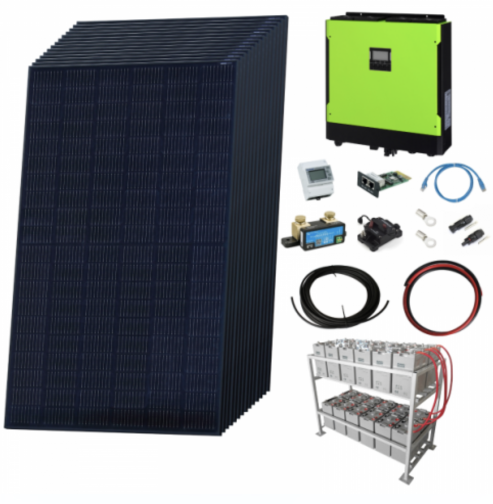 Premium 5.3Kw Grid-Tie Self-Consumption Solar Power Kit With Lg Solar Panels, 5.5Kw Hybrid Inverter And 24Kwh Battery Bank