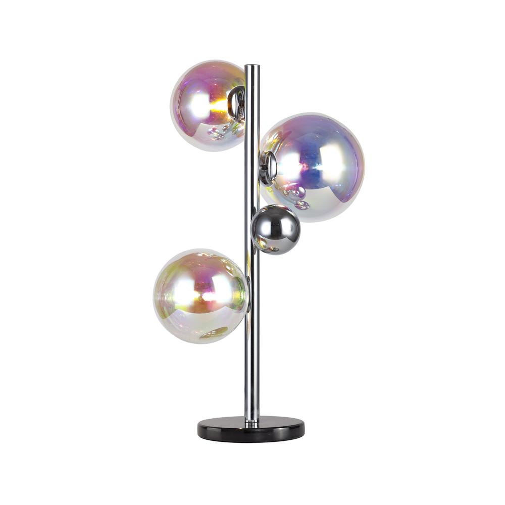 Luxuria Mateo Table Lamp 3xG9 Polished Chrome/Iridescent/Chrome Glass With Black Marble Base