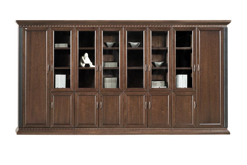 Providers Of Extra Wide Real Wood Veneer High Quality Executive Bookcase with Glass - 4200mm - KM8B8