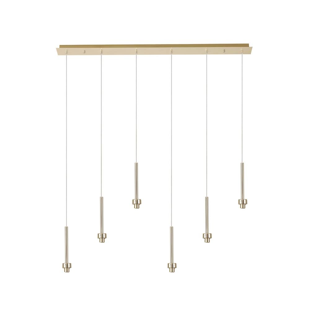 Luxuria Apex French Gold 6 Light G9 Universal 2m Drop Linear Pendant