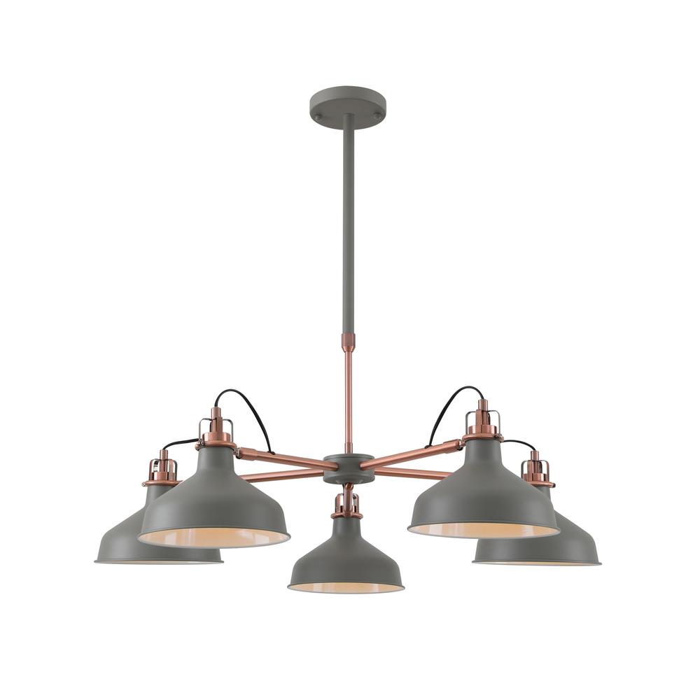 Luxuria Nimbus 94cm Telescopic/Semi Ceiling Light 5xE27 Sand Grey/Copper/White