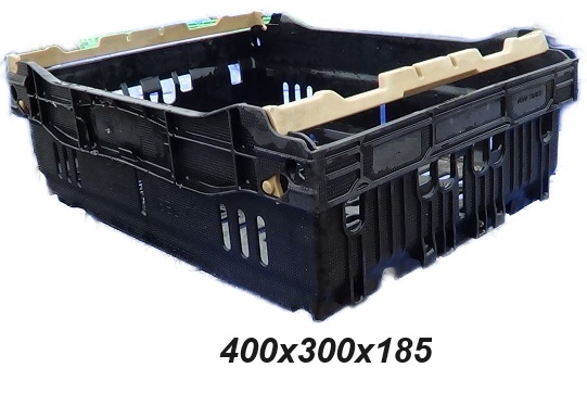 600x400x75mm Euro Box Container - Blue - Vented For Transportation