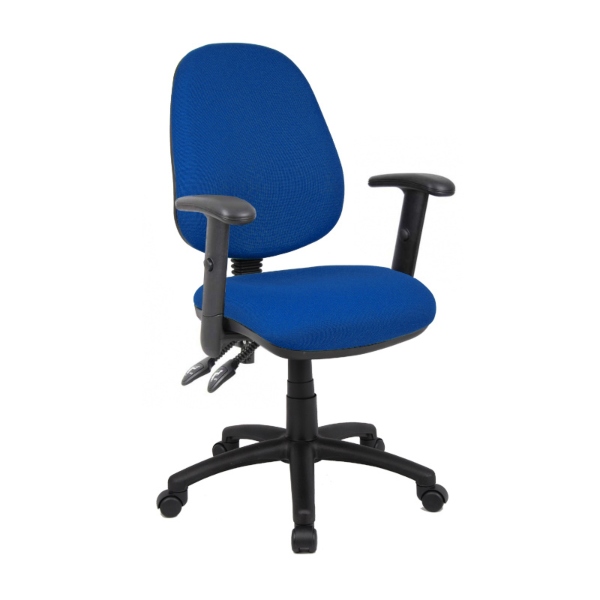 Vantage 100 Fabric Operators Chair with Adjustable Arms - Blue