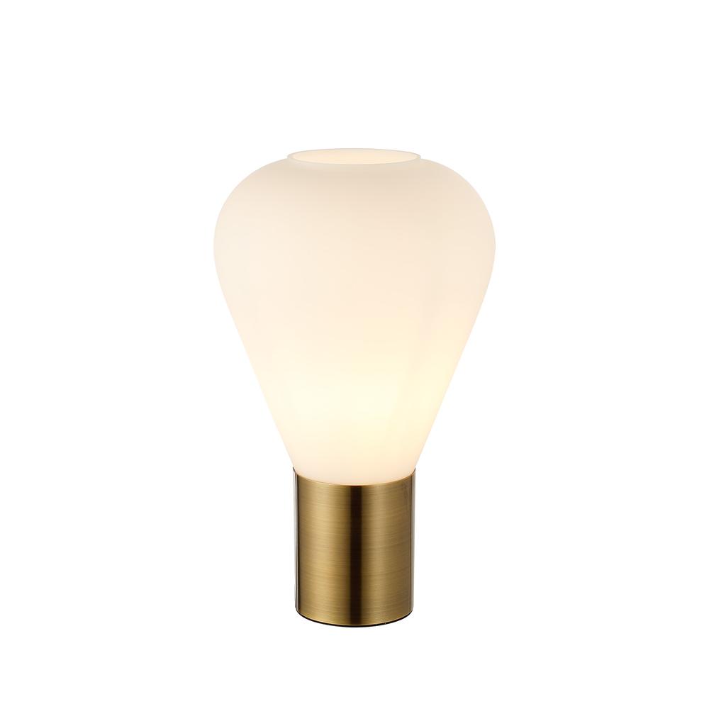 Luxuria Nexus Narrow Table Lamp E27 Antique Brass/Opal Glass