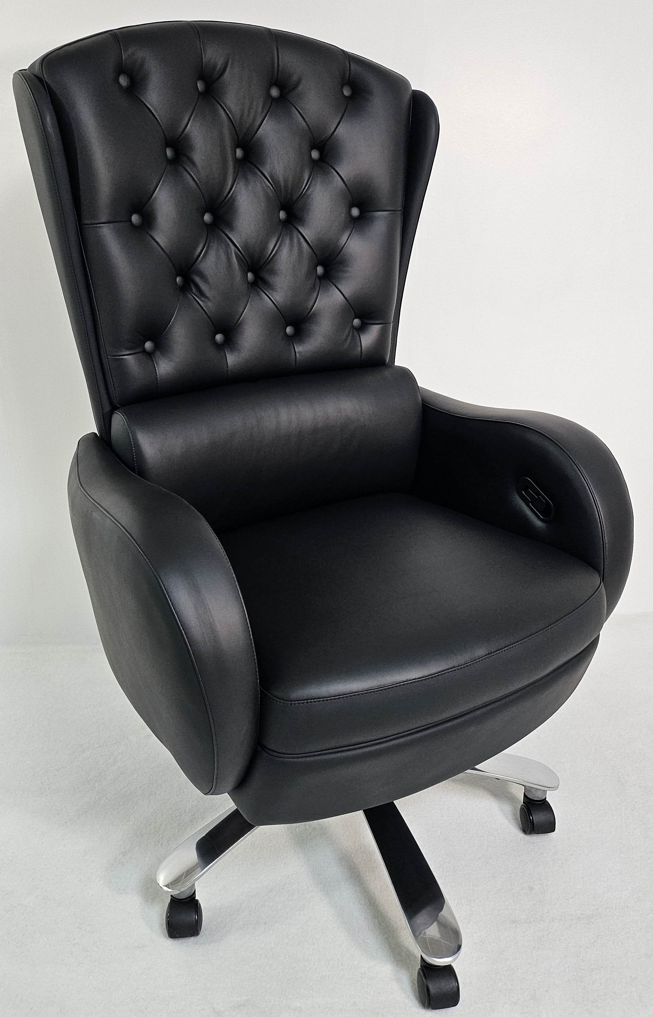 Specialising In Genuine Black Leather High Back Executive Office Chair with Chesterfield Design -  6002HL North Yourkshire