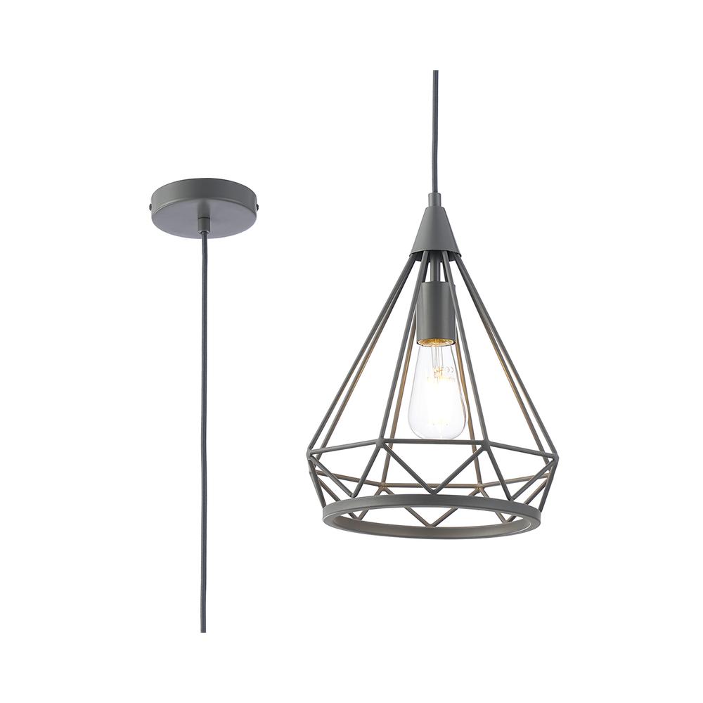 Luxuria Breeze 28cm Small Diamond Pendant Light E27 Matt Grey