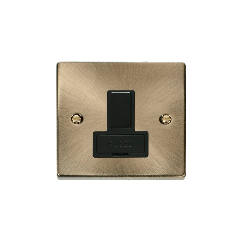 Click Deco 13A DP Switched Fused Connection Unit Antique Brass Insert Black