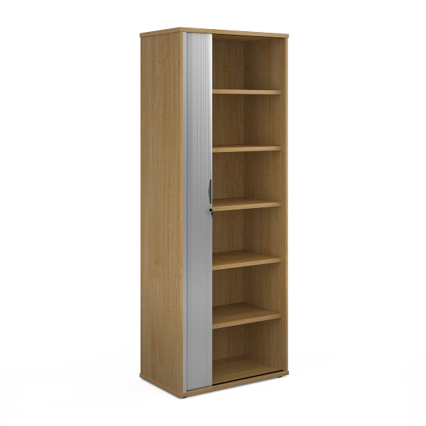 Universal Tambour Cupboard with 5 Shelves - Oak