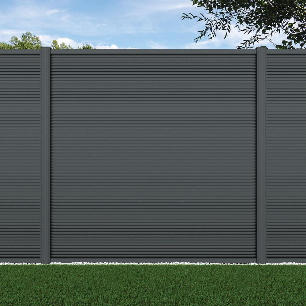 1.8m Ridged Fence Basalt Grey - Basalt Grey Posts - Metre Price 